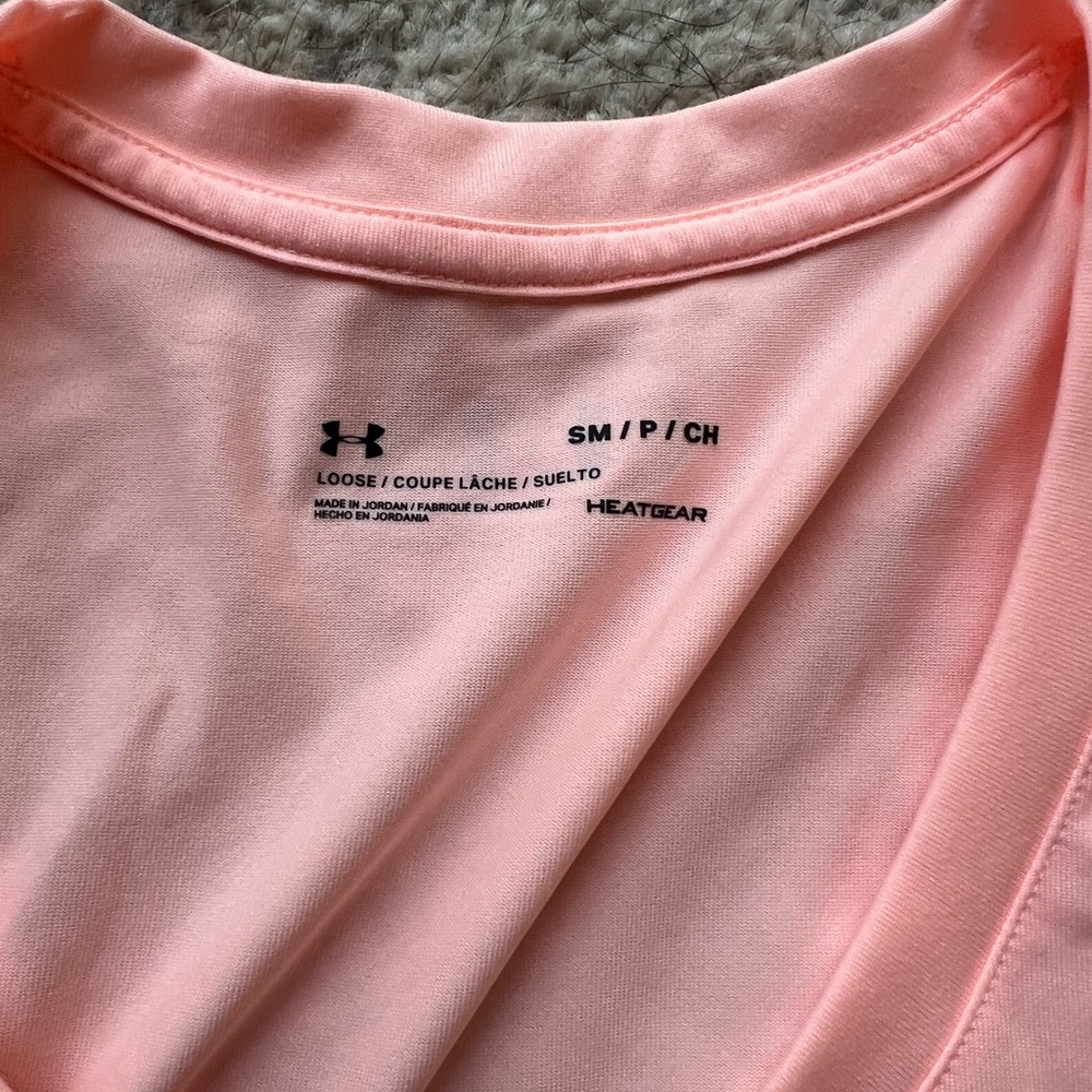 Under Armour Pink V Neck Athletic Workout T Shirt - Picture 3 of 4